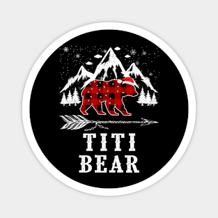 Titi Bear Christmas Red Plaid Buffalo Family Pajama Funny Magnet